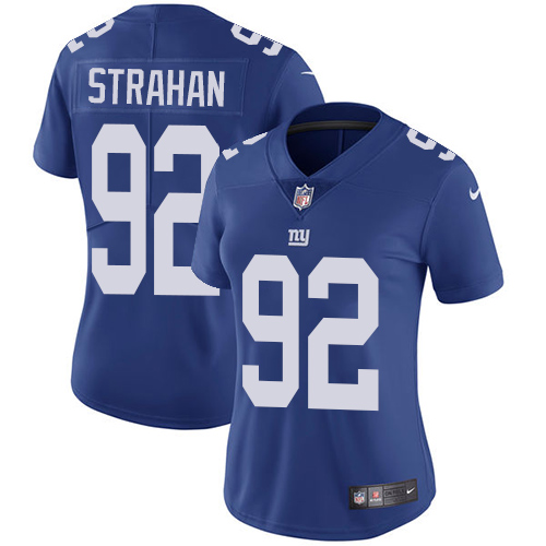 Nike Giants #92 Michael Strahan Royal Blue Team Color Women's Stitched NFL Vapor Untouchable Limited Jersey - Click Image to Close